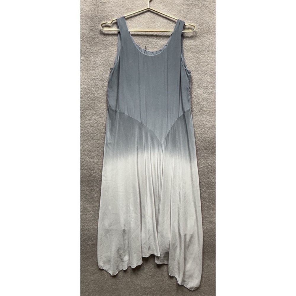 Eileen Fisher Gray 100% Silk Maxi Dress Boat Neck Sleeveless Zip Size Small EUC‎